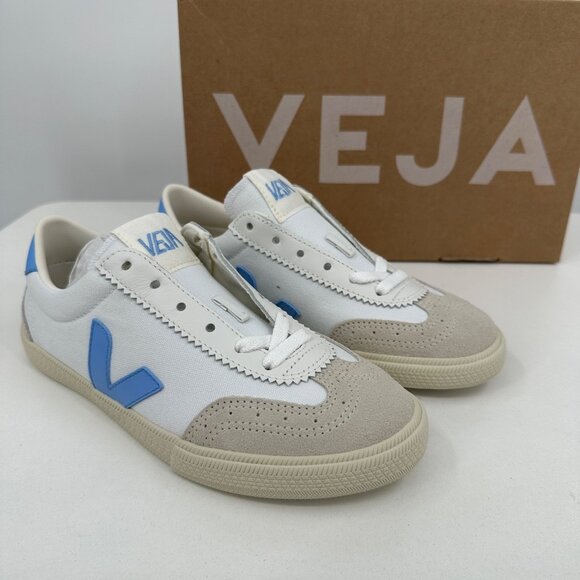 Veja Volley Canvas Sneakers size 9 Women's 40 EU White-Aqua Blue Shoes BRAZIL - Picture 2 of 12